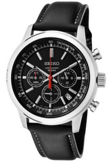 Seiko SSB037P2  Watches,Mens Classic Chronograph Black Dial Black Leather, Chronograph Seiko Quartz Watches