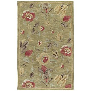 Lawrence Light Olive Floral Hand tufted Wool Rug (2 X 3)
