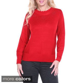 Womens Rhinestone Embellished Sweater