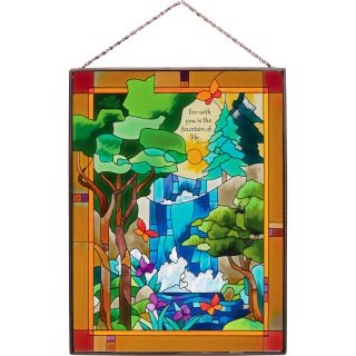 Joan Baker Tiffany Waterfall Stained Glass Art Panel