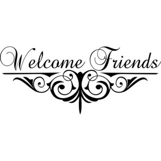 Welcome Friends With Scrollwork Vinyl Art Quote