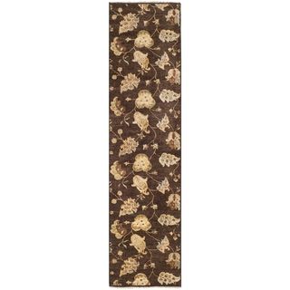 Safavieh Hand knotted Agra Brown Wool Rug (26 X 12)