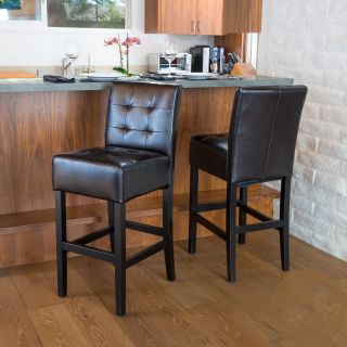 Christopher Knight Home Bennette Espresso Leather Bar Stool (set Of 2)