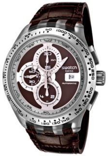Swatch SVGK408  Watches,Irony Automatic Chronograph Brown Leatherette, Chronograph Swatch Automatic Watches