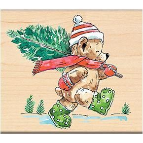 Penny Black Mounted Rubber Stamp 3.5 X4   Christmas Tree Ted