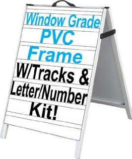 NEOPlex 24" x 36" PVC Sidewalk Sandwich Board A frame Sign w/Letter Track Insert Panels and Full Letter Kit  Business And Store Signs 