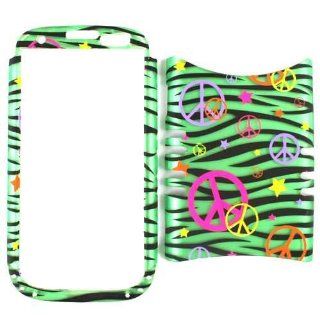 Cell Armor I747 RSNAP TE320 S Rocker Snap On Case for Samsung Galaxy S3 I747   Retail Packaging   Trans. Peace Signs on Green Zebra Cell Phones & Accessories