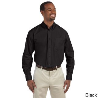 Harriton Mens Essential Poplin Button down Shirt Black Size XXL