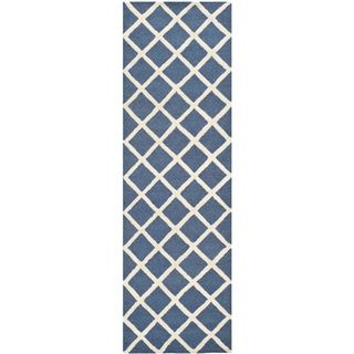 Safavieh Handmade Moroccan Cambridge Navy/ Ivory Geometric Wool Rug (26 X 6)