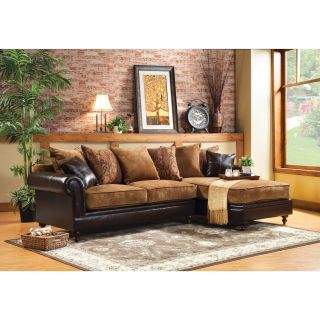 Furniture Of America Gasparzi 2 piece Fabric/ Espresso Leatherette Chaise Sectional