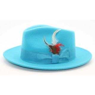 Ferrecci Mens Turquoise Wool Fedora Hat