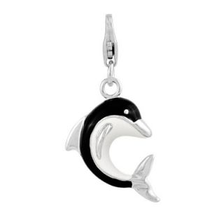Amore La Vita™ Enamel Black and White Dolphin Charm in Sterling