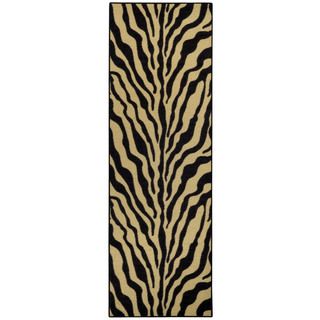 Rubber Back Black And Ivory Tiger Print Non skid Runner Rug (22 X 69)