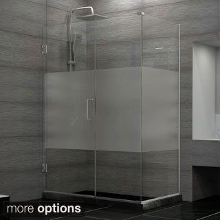 Dreamline Unidoor Plus 30.375   34.375 In. D X 60.5 In. W Frameless Hinged Shower Enclosure, Half Frosted Glass