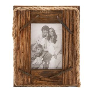 Benzara Natural Wood And Rope Photo Frame Brown Size Other