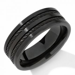 Men's Black Stainless Steel 2 Row Cable 2mm Band Ring