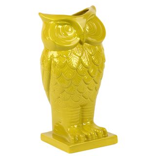 Yellow Ceramic Owl Vase