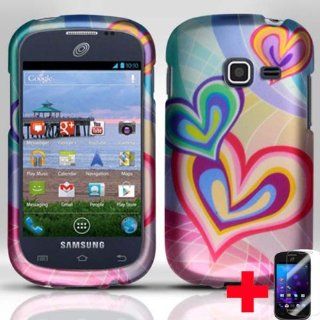 Samsung Galaxy Discover S730g Galaxy Centura S738c�MULTICOLOR HEARTCEPTION DESIGN RUBBERIZED HARD PLASTIC 2 PIECE SNAP ON CELL PHONE CASE + SCREEN PROTECTOR, FROM [TRIPLE8ACCESSORIES] Cell Phones & Accessories