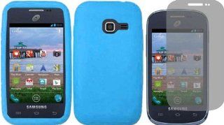 For Samsung Galaxy Centura S738C Silicone Jelly Skin Cover Case Cool Blue + LCD Screen Protector Cell Phones & Accessories