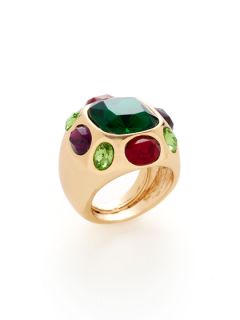 Square Multicolor Stone Ring by Kenneth Jay Lane