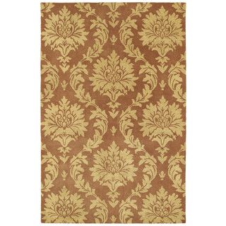 Swanky Salmon Damask Wool Rug (96 X 13)