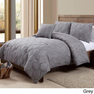 Victoria Classics Nora Embroidered 4 piece Comforter Set Grey Size King
