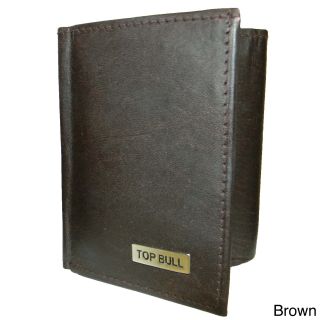 Top Bull Cowhide Leather Tri fold Zipper Pocket Wallet