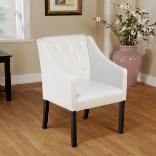 Tufted White Faux Leather Guest Chair