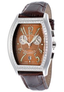 Elini Barokas BR225TOPBR  Watches,Womens New Yorker XL Diamond Chronograph Brown Dial Dark Brown Genuine Leather, Quartz Elini Barokas Womens Watches
