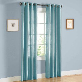 HLC.ME Pair of Light Blue Faux Silk Grommet Curtain Panels   58 by 84 Inch   Window Treatment Panels