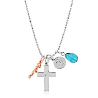 Faith Inspired Charm Pendant in Sterling Silver and 18K Rose Gold
