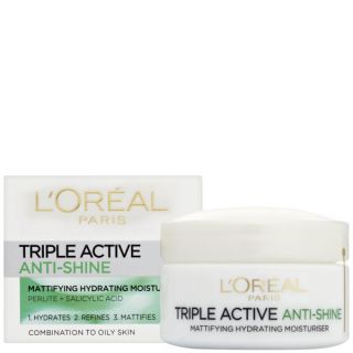 LOreal Paris Dermo Expertise Triple Active Anti Shine Mattifying Hydrating Moisturiser (50ml)      Health & Beauty