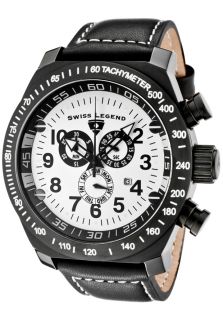 Swiss Legend 22828 BB 02  Watches,Mens SL Pilot Chronograph White Dial Black IP Case Black Leather, Chronograph Swiss Legend Quartz Watches