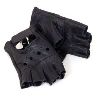 Fingerless Work Out Gloves Durable Leather Mens Womens Unisex For Driving, Bike Clothing