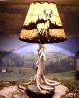 Antler Lamps with Deer Shade   Table Lamps  