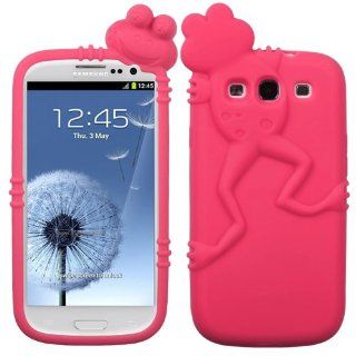 Samsung Galaxy S 3 III / S3 / i747 i 747 / L710 L 710 Electric Pink Toad Frog Peeking Pets Design Silicone Skin Soft Gel Snap On Protective Cover Case Cell Phone Cell Phones & Accessories