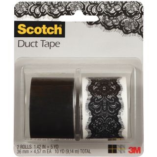 Scotch Duct Tape 1.42x5yd 2 Rolls/pkg white With Black Lace And Solid Black