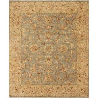 Hand knotted Ziegler Blue Beige Vegetable Dyes Wool Rug (6 X 9)