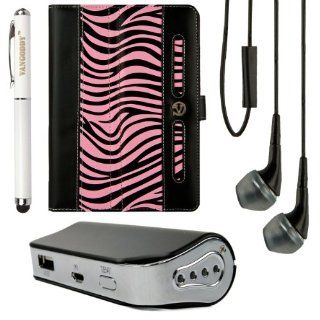 (Pink Zebra) Dauphine Standing Case Cover for Zeki TB782B / Zeki TBD753B / Zeki TBDB763B / Zeki TBDG773B 7" Tablets + Power Bank + Stylus Pen + Black VanGoddy Headphones Computers & Accessories