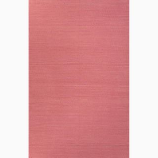 Handmade Solid Pattern Pink Wool Rug (5 X 8)