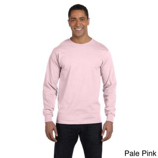 Hanes Hanes Mens Beefy t 6.1 ounce Cotton Long Sleeve Shirt Pink Size 3XL