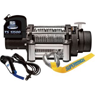 Tiger Shark 12 Volt DC Winch with Remote — 13,500-Lb. Capacity, 5.3 HP, Model# 1513200  12,000 Lb. Capacity   Above Winches
