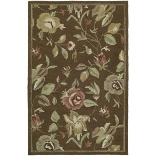 Lawrence Brown Floral Hand tufted Wool Rug (8 X 11)