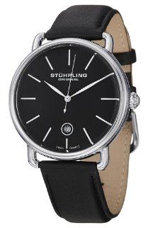 Stuhrling Original Men's 768.02 "Classic Ascot Agent" Stainless Steel and Black Leather Strap Watch at  Men's Watch store.
