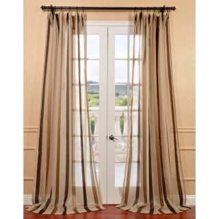 Carlton Taupe Linen Blend Stripe Sheer Curtain Panel