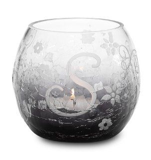 Shop Black Tie by Pavilion Gift Crackled Glass Candle Holder, Monogrammed Letter S, 3 1/2 Inch at the  Home D�cor Store