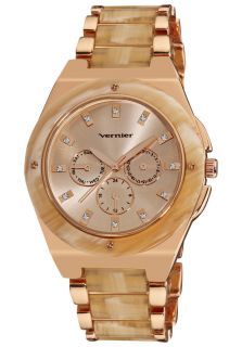 Vernier VNR11018 RG  Watches,Womens Fashion Two Tone Rose and Bone Resin Chrono Look Bracelet ., Casual Vernier Quartz Watches
