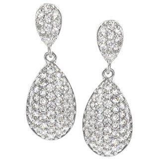 Tressa Silvertone Pave set Cubic Zirconia Dangle Earrings Jewelry