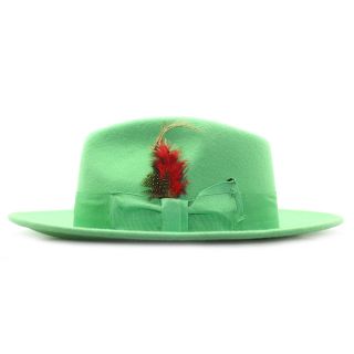 Ferrecci Mens Lime Green Fedora Hat