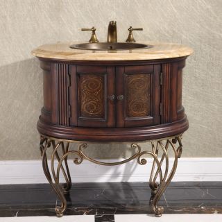 Legion Furniture 32 inch Single Sink Vintage Style Natural Stone Top Bathroom Vanity Beige Size Single Vanities